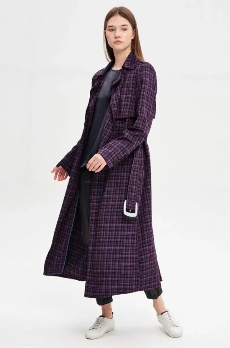 タイムベルテッドCHECKトレンチコート ストア SETUP7】くるみボタン