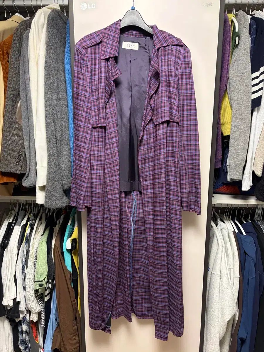 タイムベルテッドCHECKトレンチコート ストア SETUP7】くるみボタン