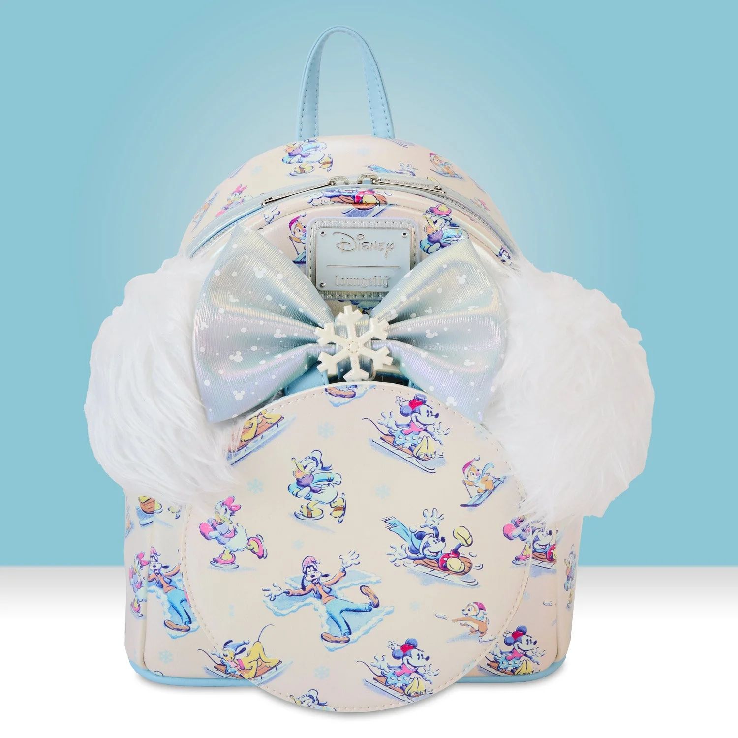 loungefly ラウンジフライ ディズニー ウィンターワンダーランド リュック カチューシャセット ミッキー ミニー 白コーデ 冬