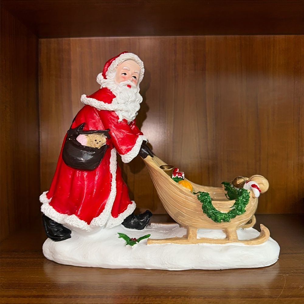 クリスマスオブジェ 置物 ソリを引いているサンタクロース サンタさん