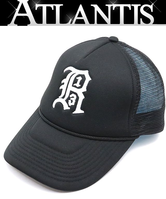 R 13 アールサーティーン 刺繍ロゴ トラッカーキャップ ブラック 17832