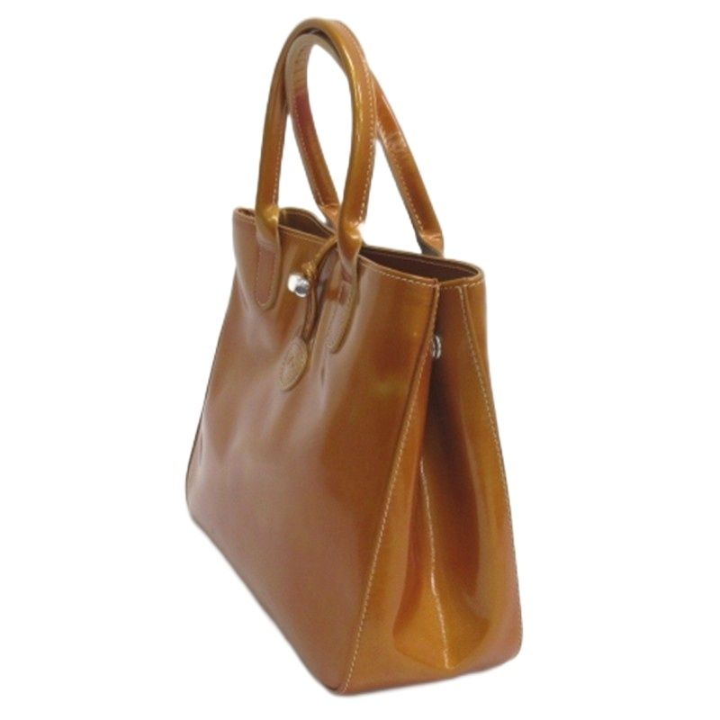 ロンシャン LONGCHAMP ロゾ エナメル トート バッグ ハンド オレンジ