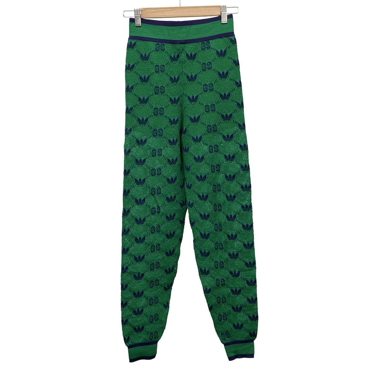 GUCCI グッチ パンツ サイズM レディース 693830 XKCVF グリーン ネイビー フルレングス ウエストゴム adidasコラボ