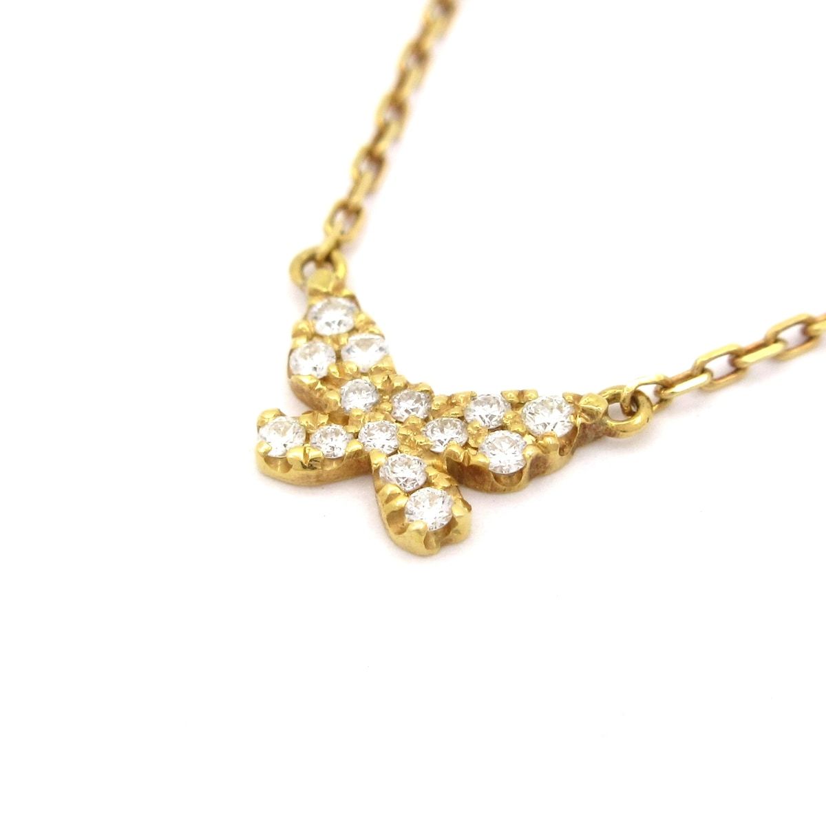 vivian couture ヴィヴィアンクチュール ネックレス K 18 YG ダイヤモンド 総重量 1 3 g 14 Pダイヤ ダイヤ0 06カラット バタフライ 蝶