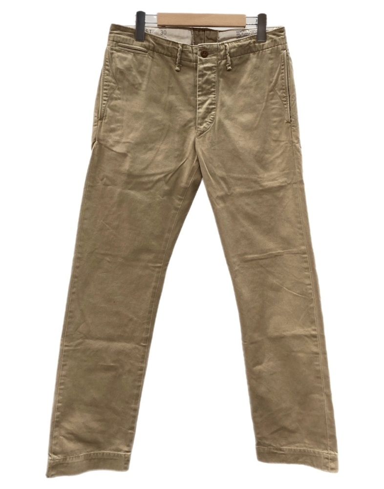 ダブルアールエル RRL OFFICER CHINO オフィサーズ チノ ボタンフライ フィールドチノ Ralph Lauren 薄茶 無地 チノパン ベージュ サイズ 30 104 MB 380