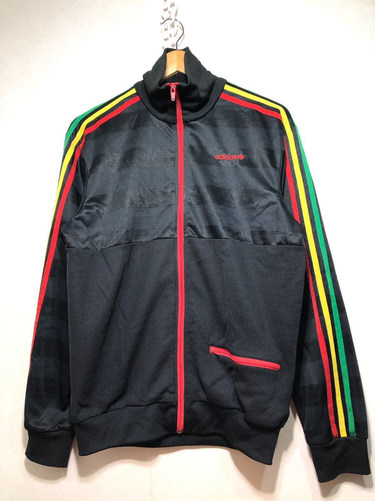 521192 adidas ラスタカラー トラック ジャケット M ブラック ジャージ