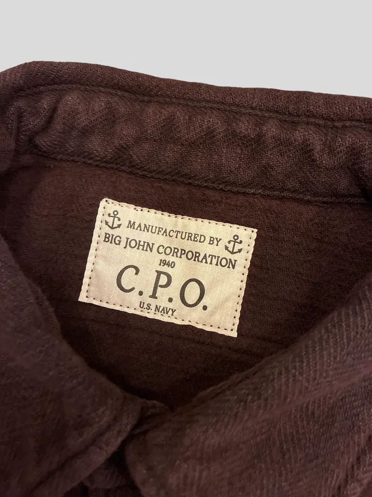 BIG JOHN US NAVY CPOシャツ ボルドー ビッグジョン Lサイズ