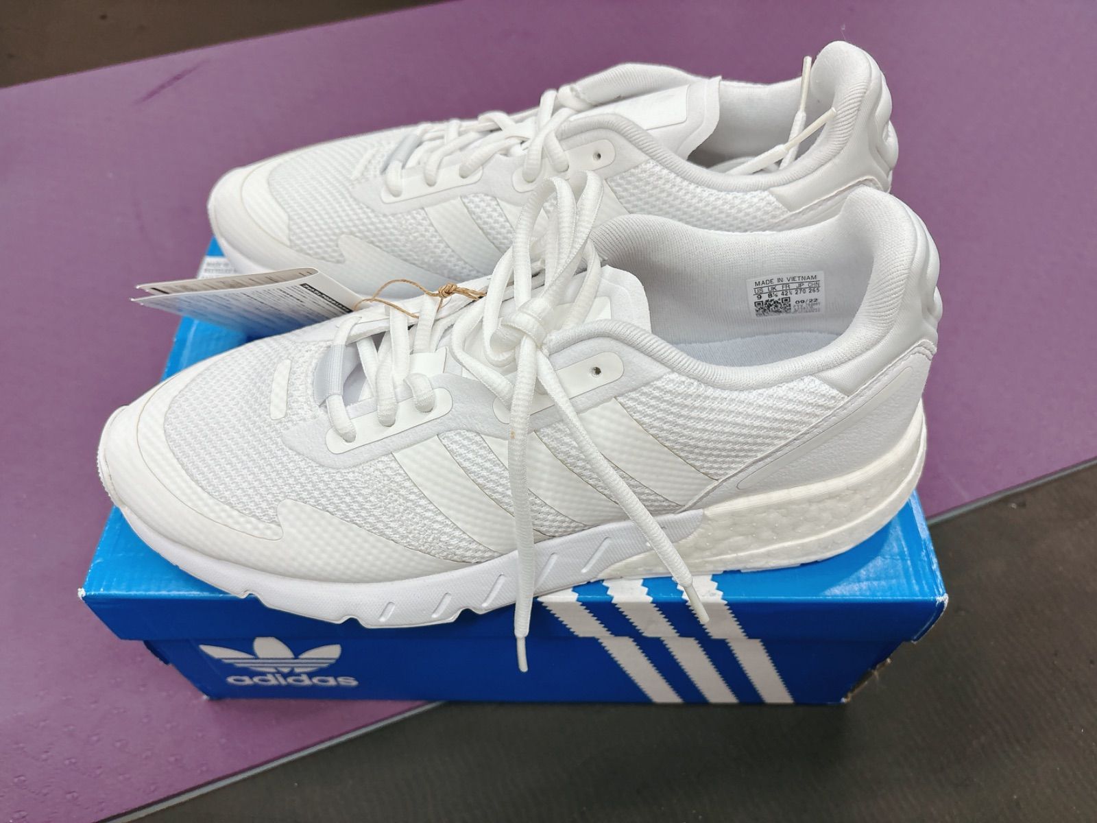 adidas Originals Men's ZX 1K Boost Sneaker, White/White/White