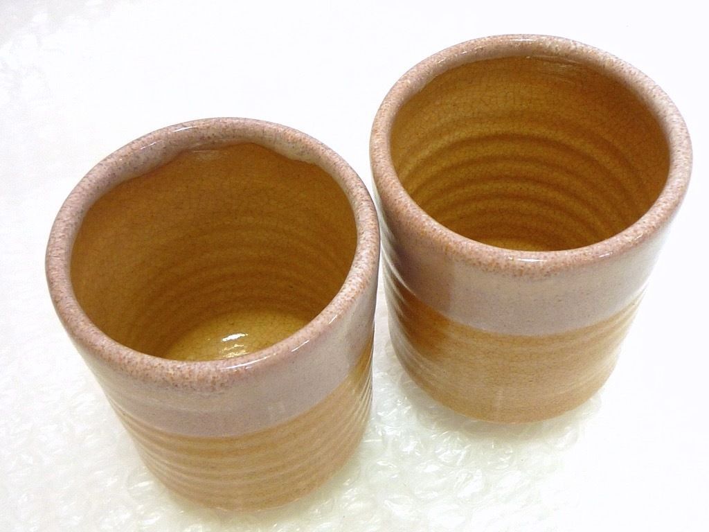 旧家蔵出 萩焼 波多野善蔵 指月窯 扇芝庵 夫婦 湯呑 ペア 2個セット