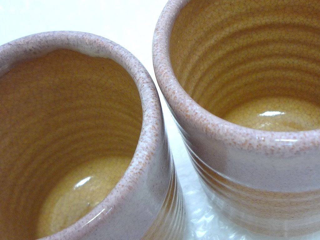 旧家蔵出 萩焼 波多野善蔵 指月窯 扇芝庵 夫婦 湯呑 ペア 2個セット