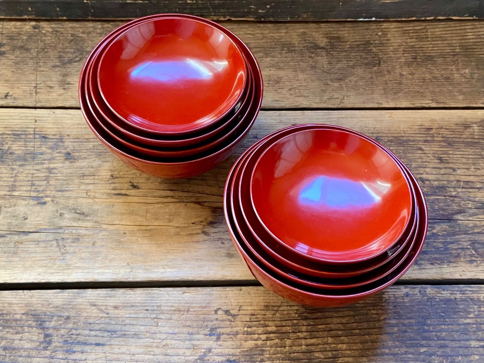 能登蔵出し 輪島塗 朱漆 入れ子椀 2客セット/朱塗 漆器椀 四つ椀