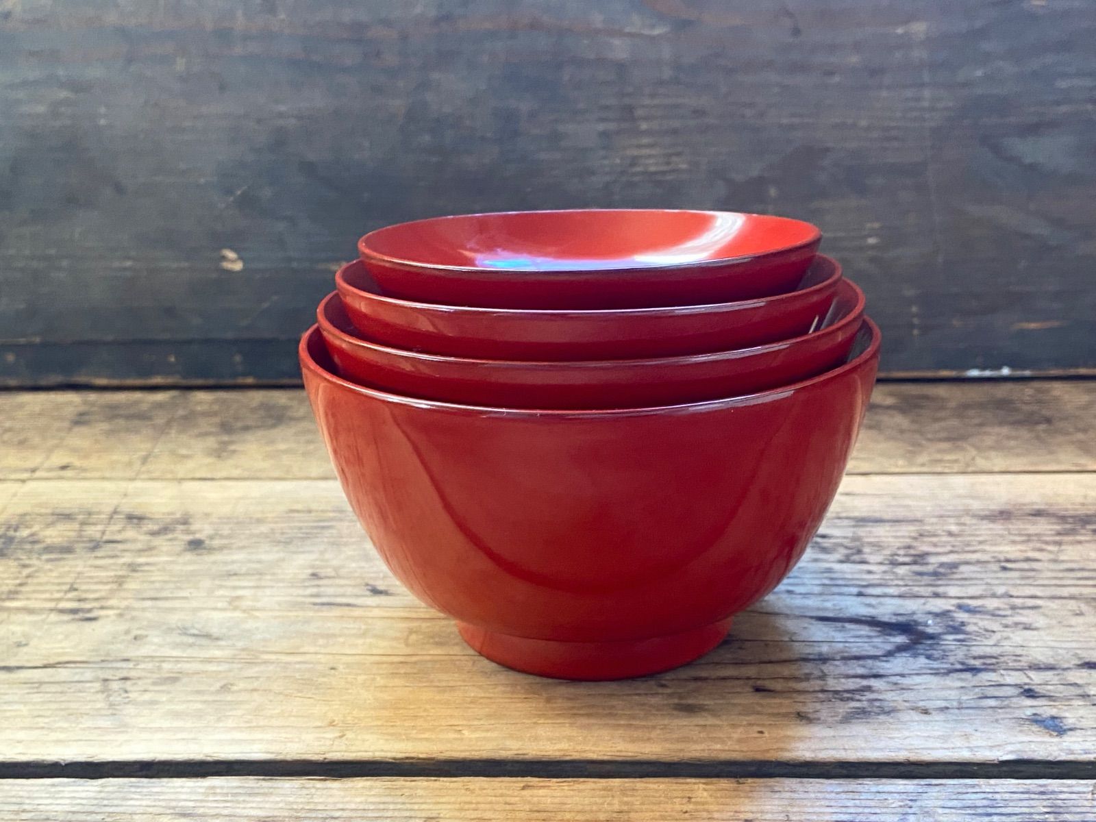 能登蔵出し 輪島塗 朱漆 入れ子椀 2客セット/朱塗 漆器椀 四つ椀