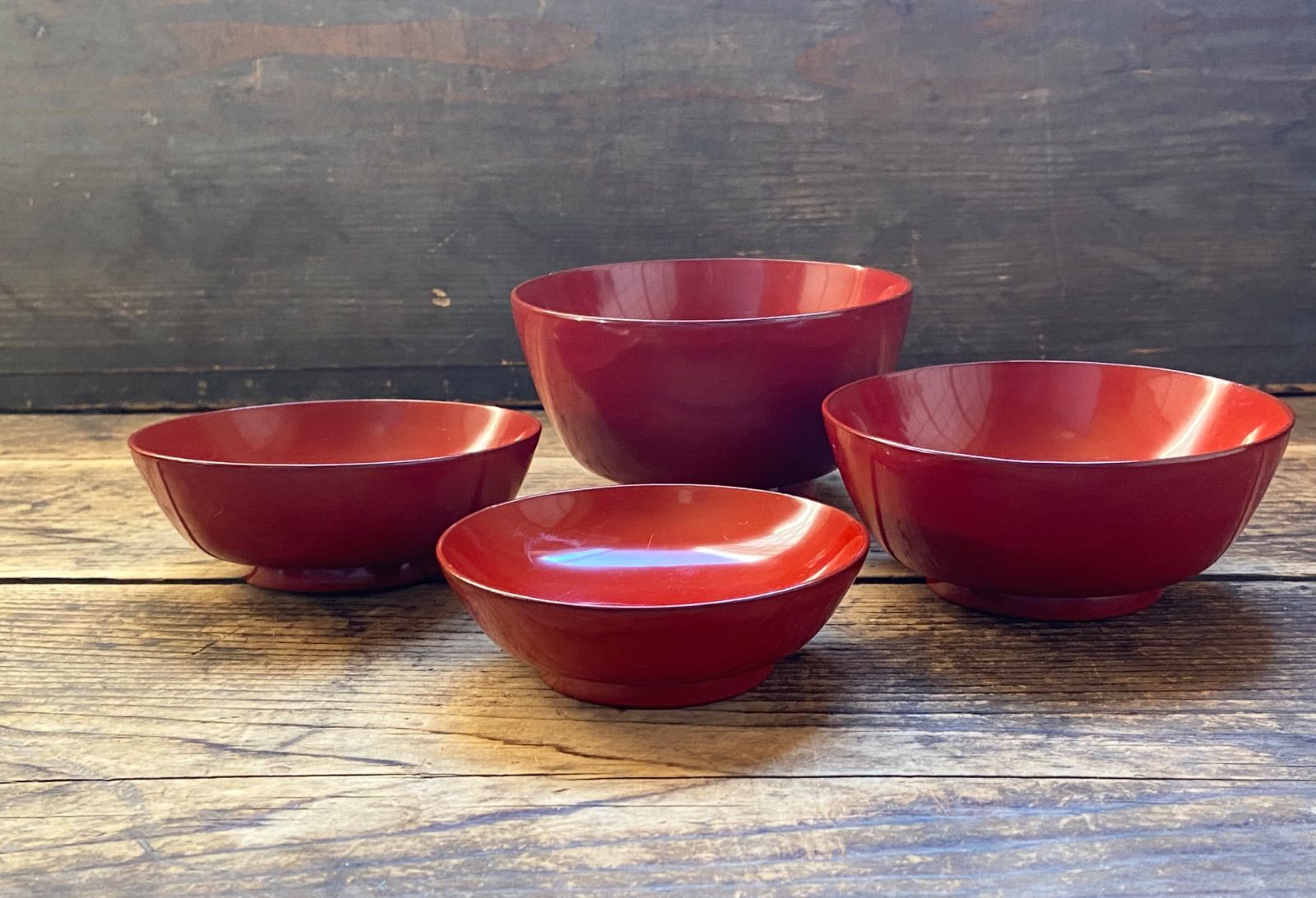 ミャ　プロフ必読願います♪ 能登蔵出し 輪島塗 朱漆 入れ子 四つ椀 4客 能登蔵出し 輪島塗 朱漆 入れ子椀 2客セット/朱塗 漆器椀 四つ椀