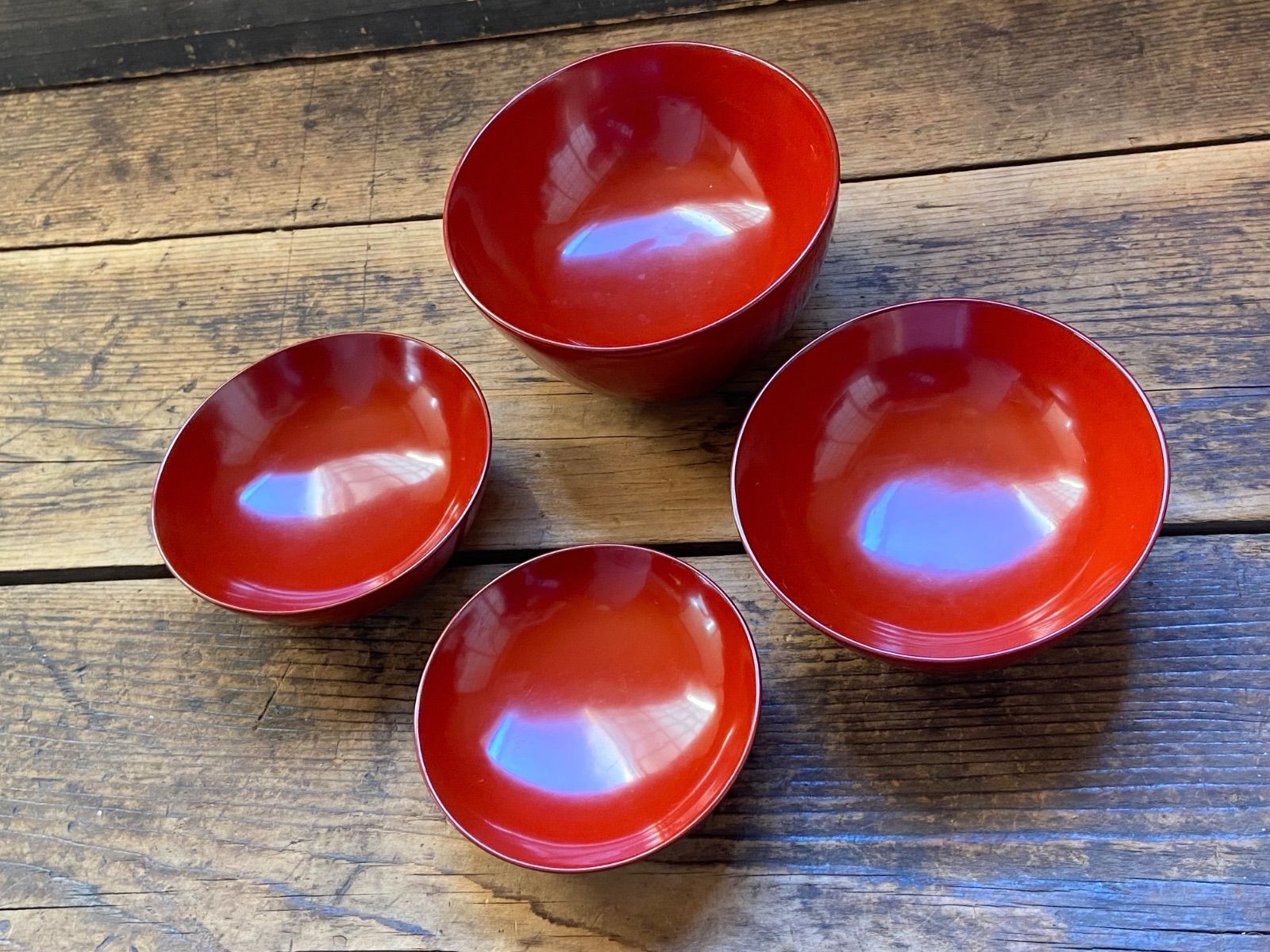 能登蔵出し 輪島塗 朱漆 入れ子椀 2客セット/朱塗 漆器椀 四つ椀