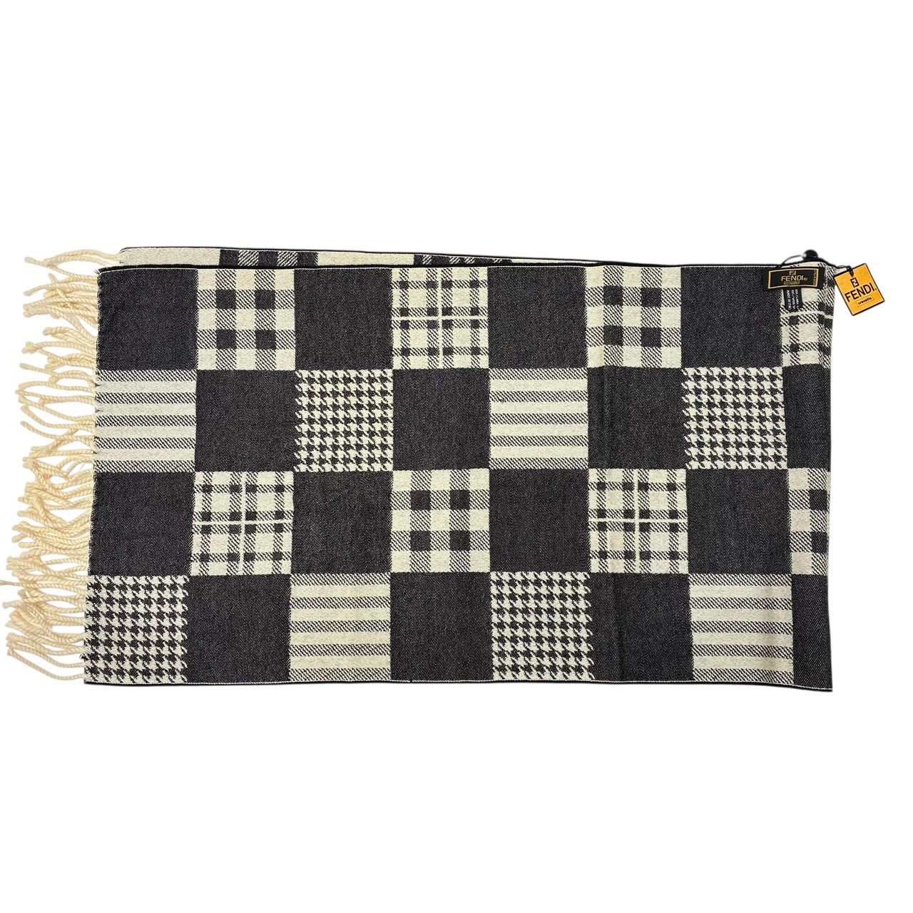 タグ付き未使用品 FENDI フェンディ ウール マフラー チェック柄 千鳥