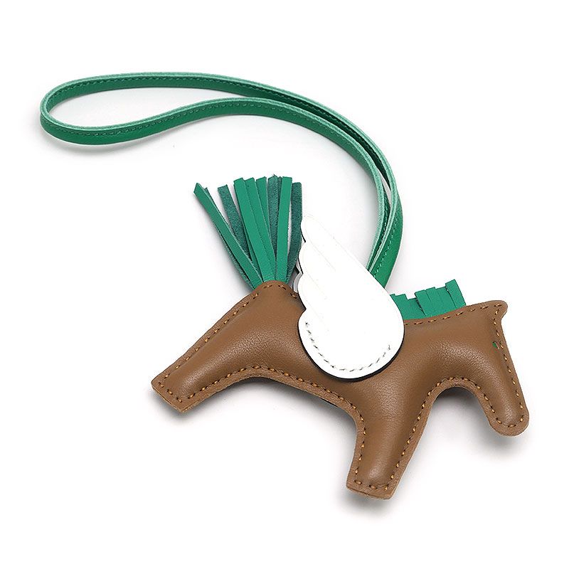 エルメス　HERMES ロデオチャーム ブラウン/グリーン エルメス ロデオチャーム ペガサスPM バッグチャーム ブラウン