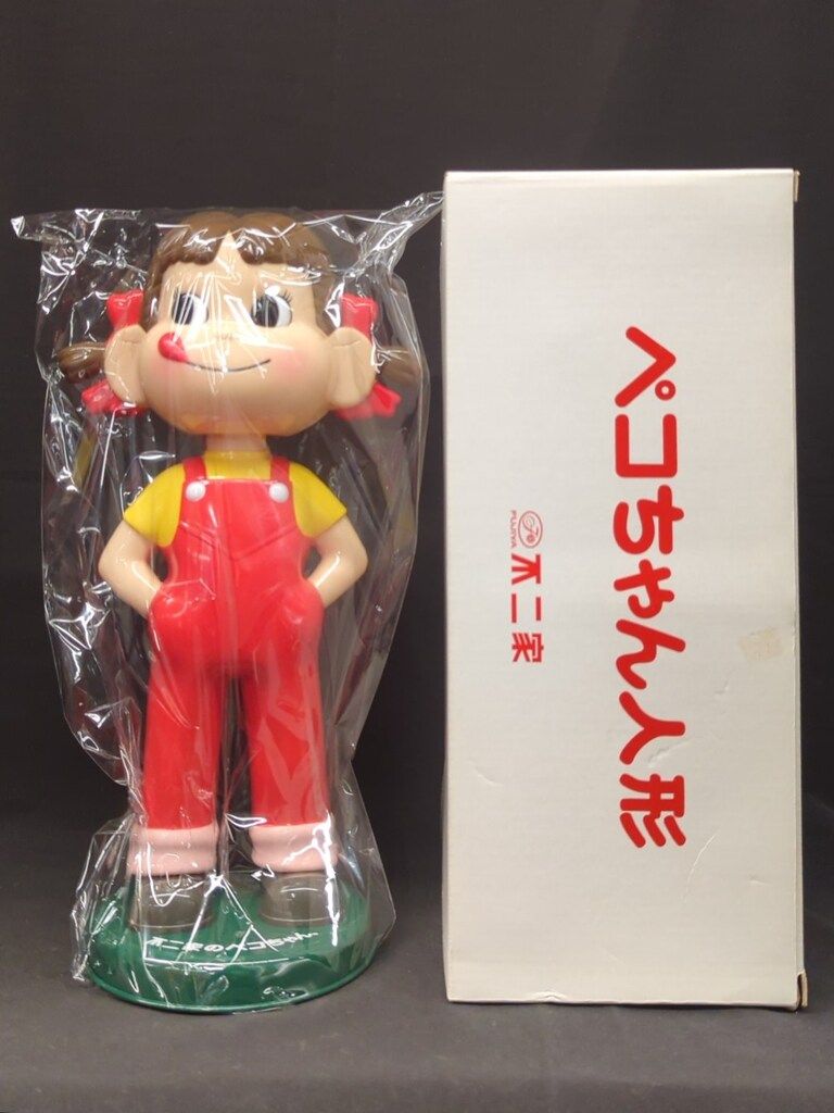 不二家 首振り人形 ペコちゃん人形ノーマル目オールプラ製/ブリキ台座