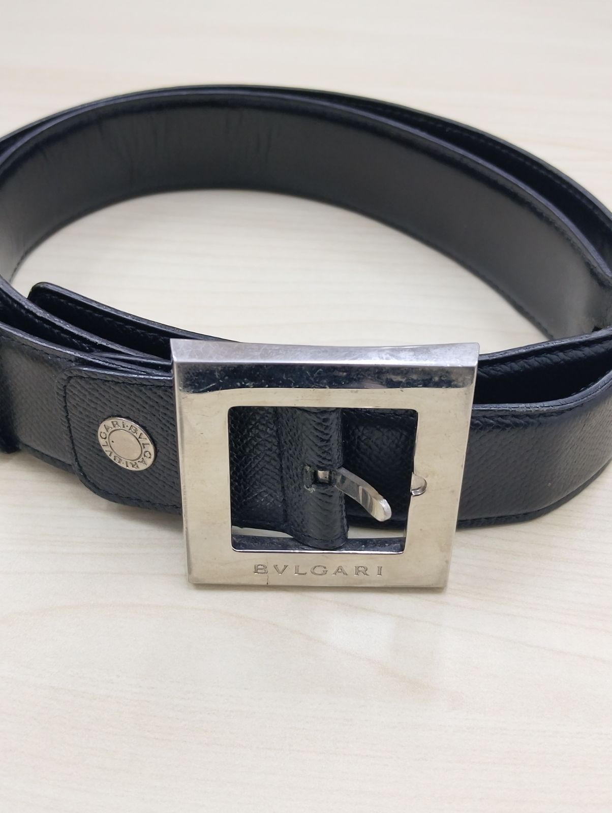 BVLGARI スクエア ロゴ バックル 革 ベルト ブラック - メルカリ