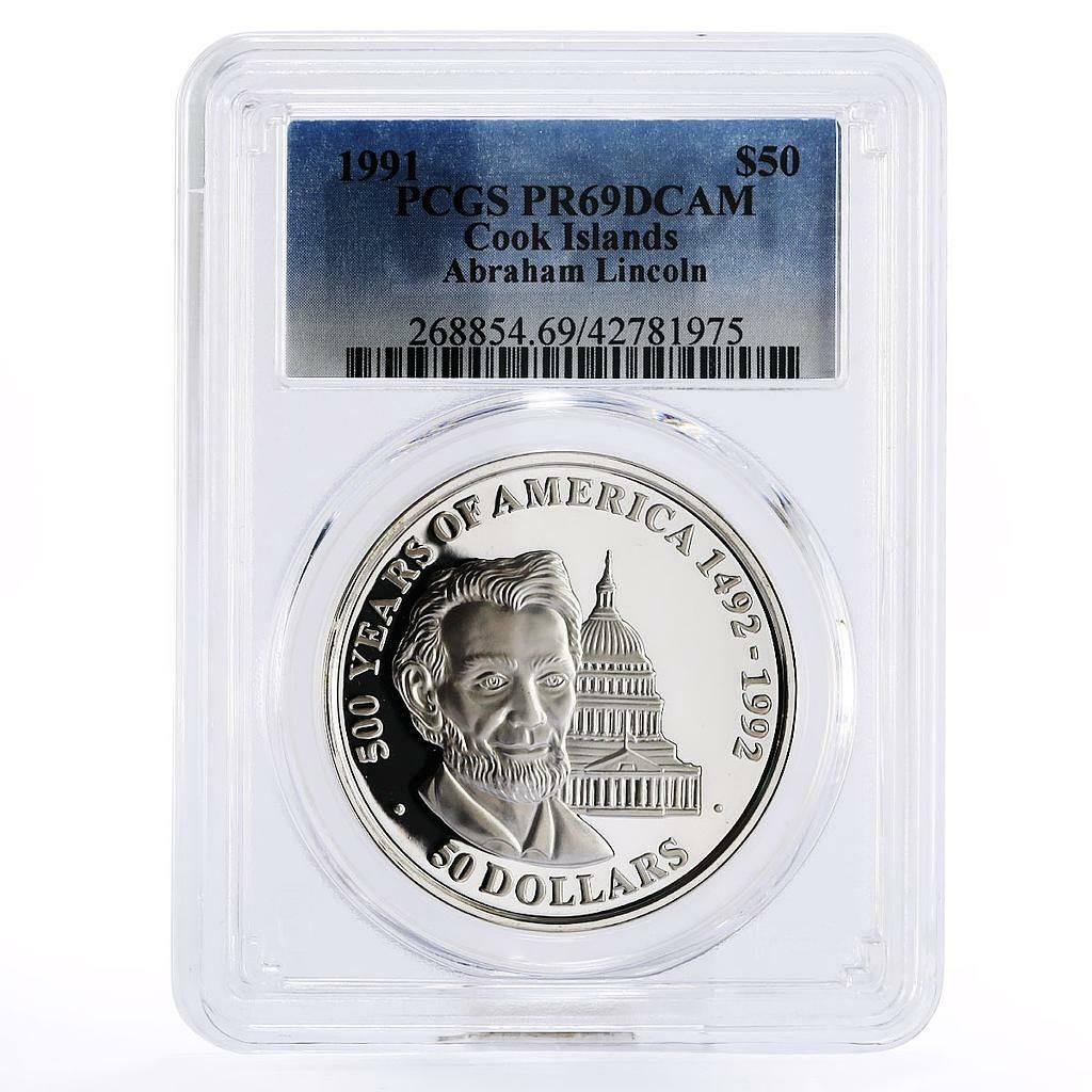 クック諸島 50ドル エイブラハム・リンカーン大統領 PR69 PCGS 銀貨