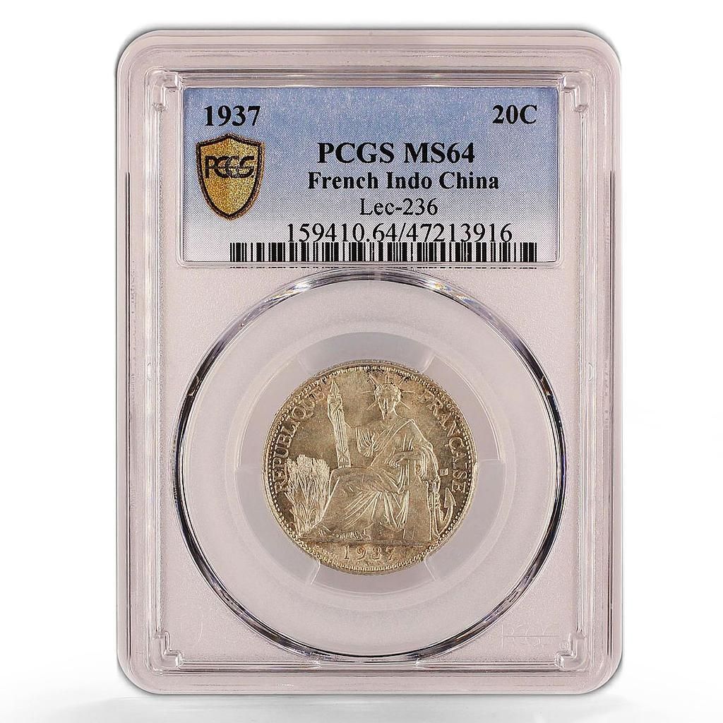 フランス フランス領インドシナ 20セント 自由の女神像 KM-17.2 MS64