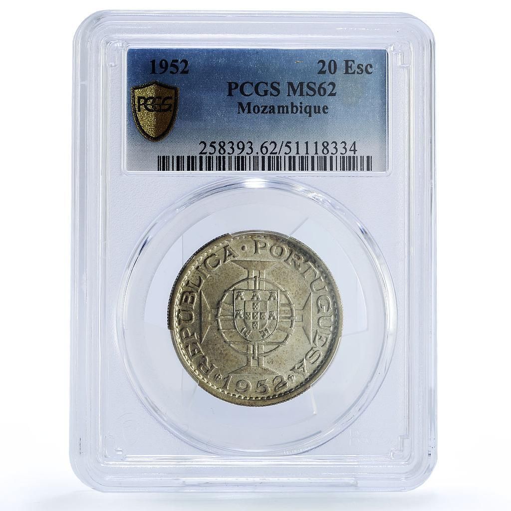 モザンビーク 20 エスクード ポルトガル 硬貨 KM-80 MS62 PCGS 銀貨