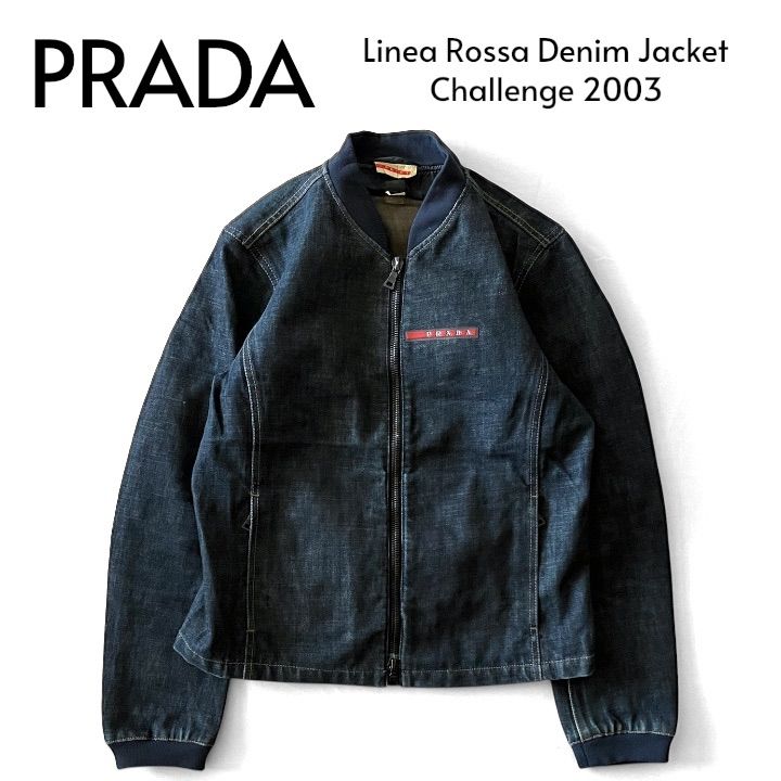 00s 03年製 PRADA Linea Rossa Denim Jacket Challenge 2003 プラダ