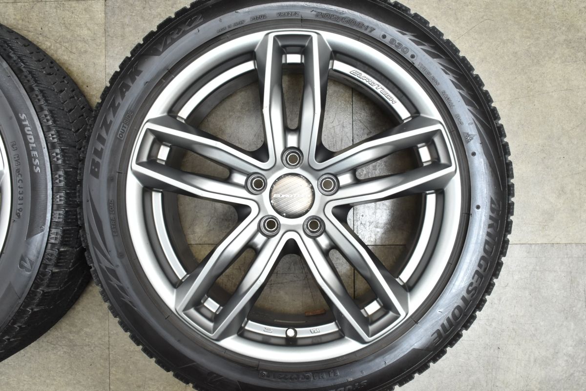  品 ユーロテック 17 in 7 J 50 PCD 108 ブリヂストン ブリザックVRX 2 205 R ボルボ VOLVO S 40 V 室内保管 4本 17インチ タイヤ ホイールセット