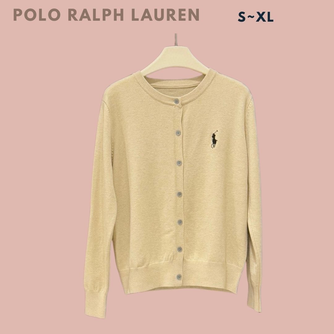 POLO RALPH LAUREN ベージュ ボタン付きニットカーディガン POLO Ralph Lauren ポロラルフローレン ロゴボタンニットカーディガン