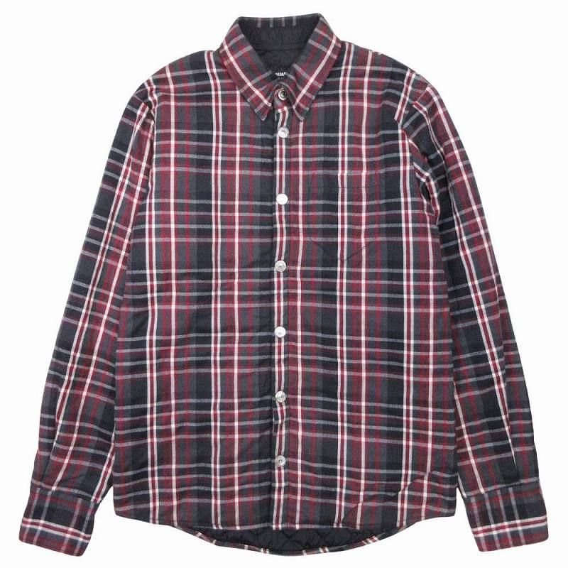 ディースクエアード 中綿入り チェック シャツジャケット ブルゾン アウター 長袖 コットン ボタンダウン サイズ44 グレー 赤 レッド メンズ