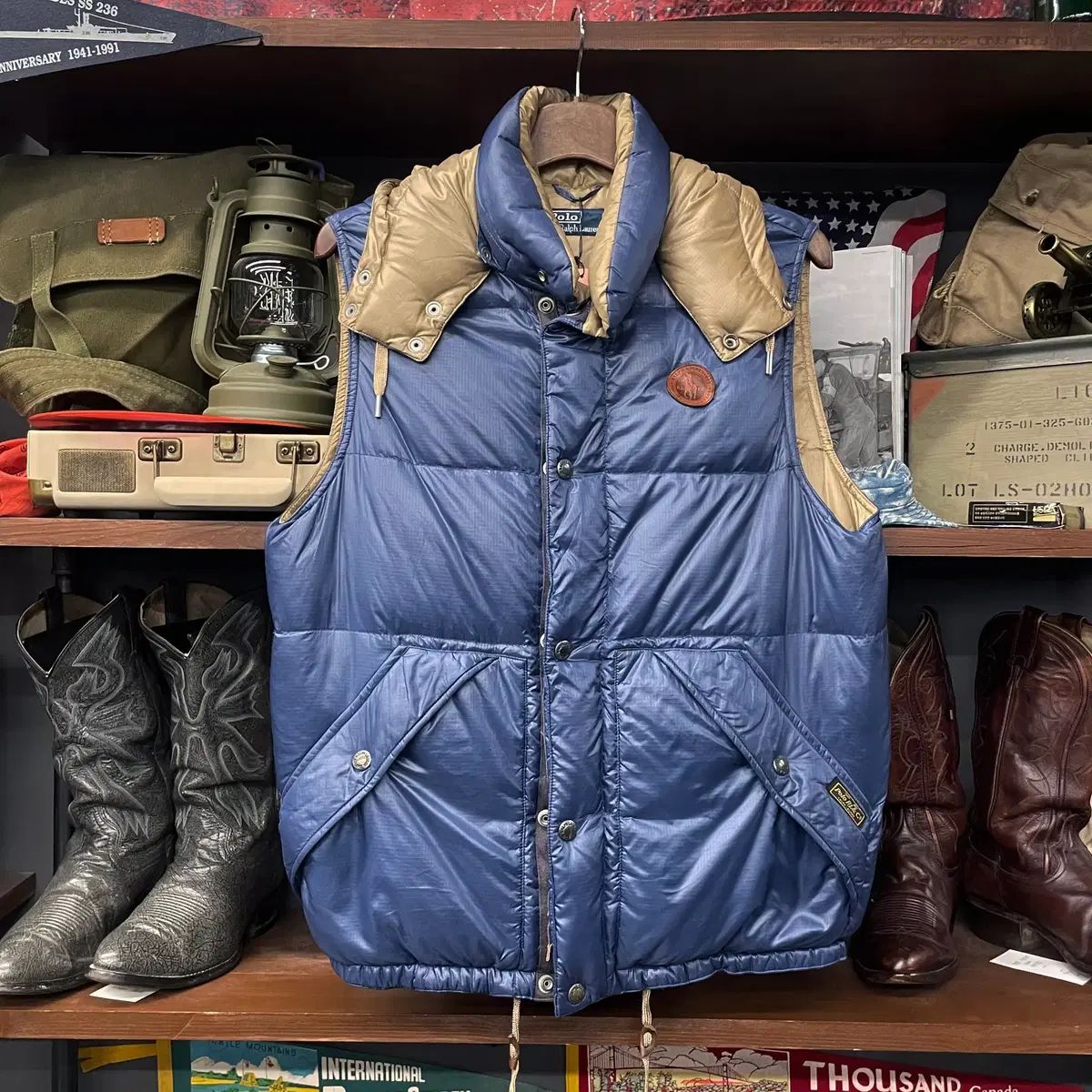 90 s ポロラルフローレン ダック ダウン フーディー パッチ パファー ベスト