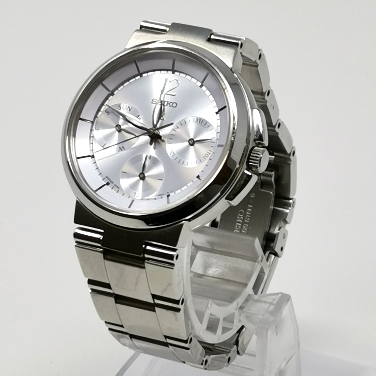 SEIKO アナログ腕時計 シルバー SEIKO シルバー アナログ 腕時計 5Y89-0B70 電池ないため動作未確認