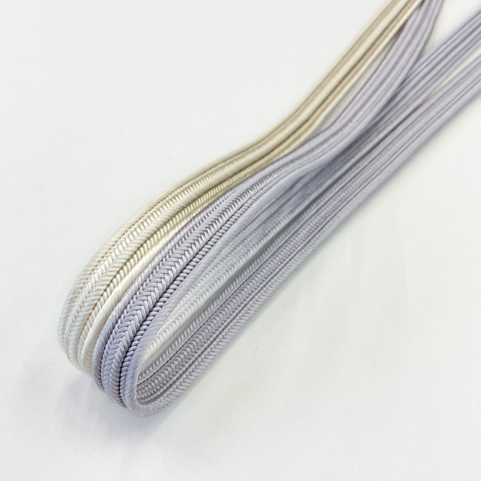 帯締め 畝打ち片ぼかし 藤色×ベージュぼかし より房 渡敬 帯締 畝打組