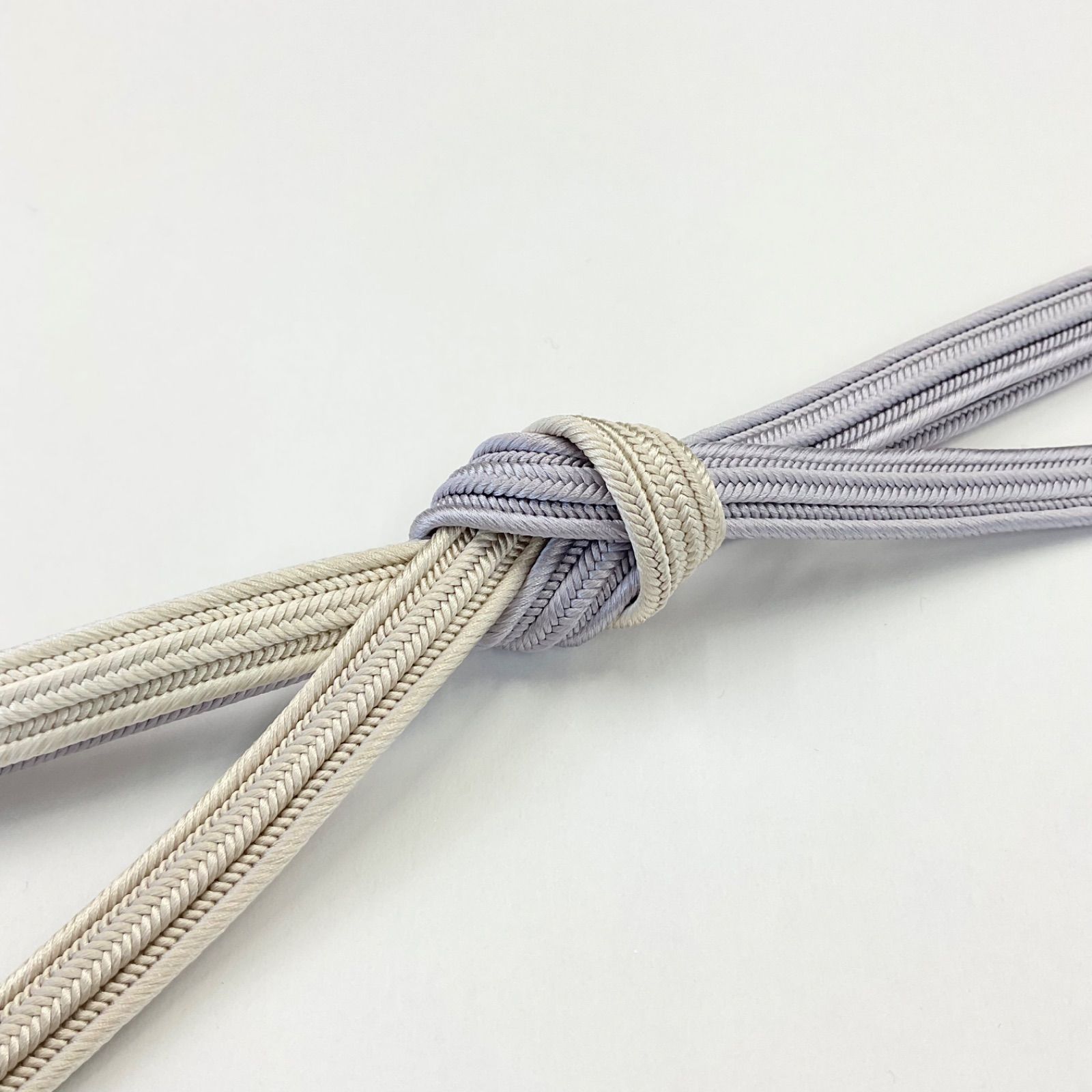 帯締め 畝打ち片ぼかし 藤色×ベージュぼかし より房 渡敬 帯締 畝打組