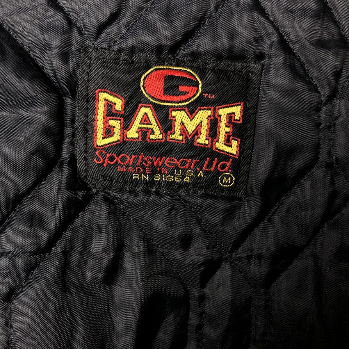 古着 90年代 GAME sportswear 星条旗柄 袖革ウールボタンスタジャン 
