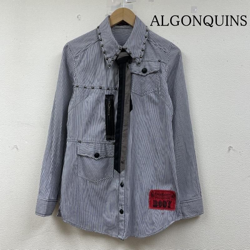 アルゴンキン ネクタイ付き ストライプ柄 長袖 シャツ ブラウス Shirt 