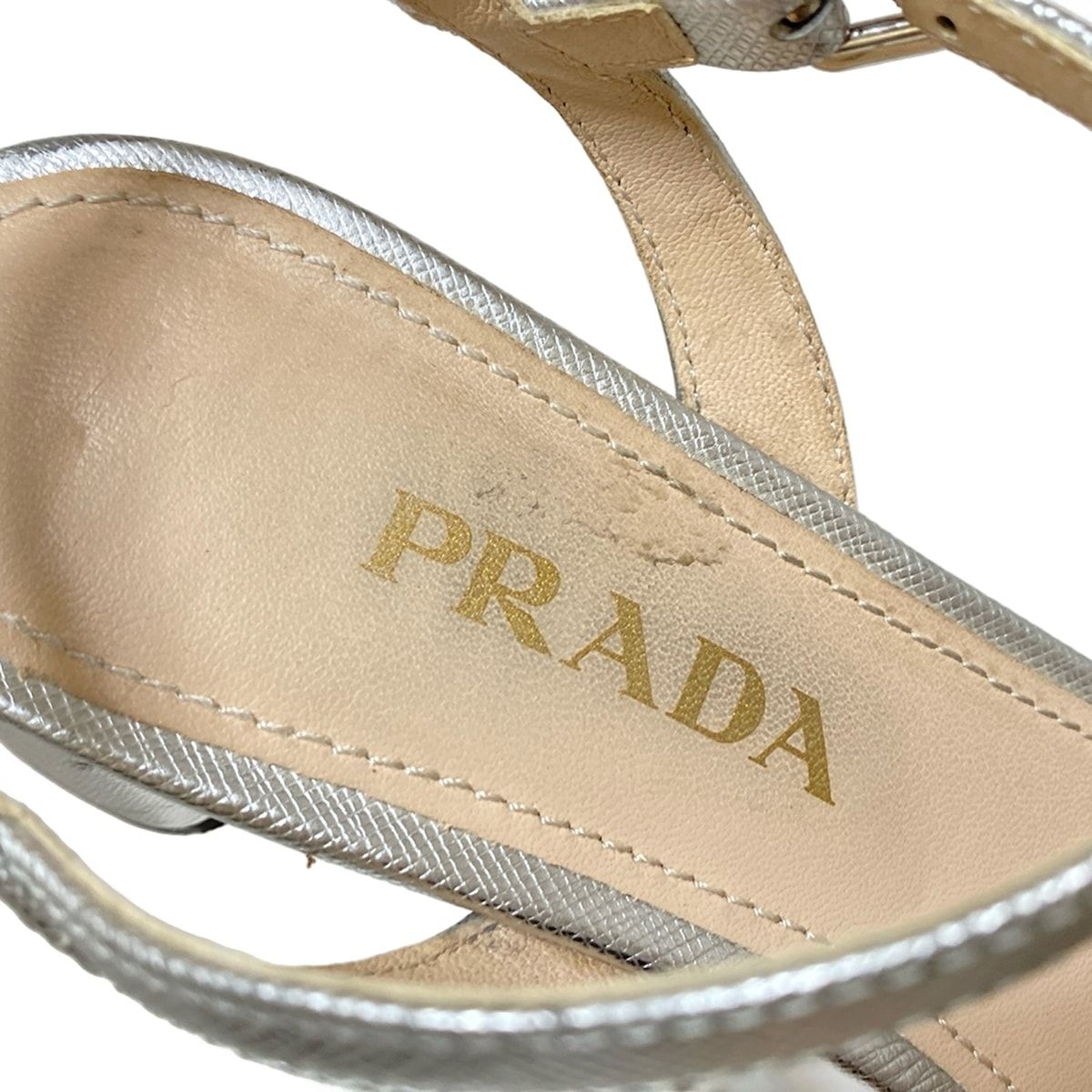 PRADA(プラダ) サンダル 36.5 レディース - シルバー レザー - メルカリ