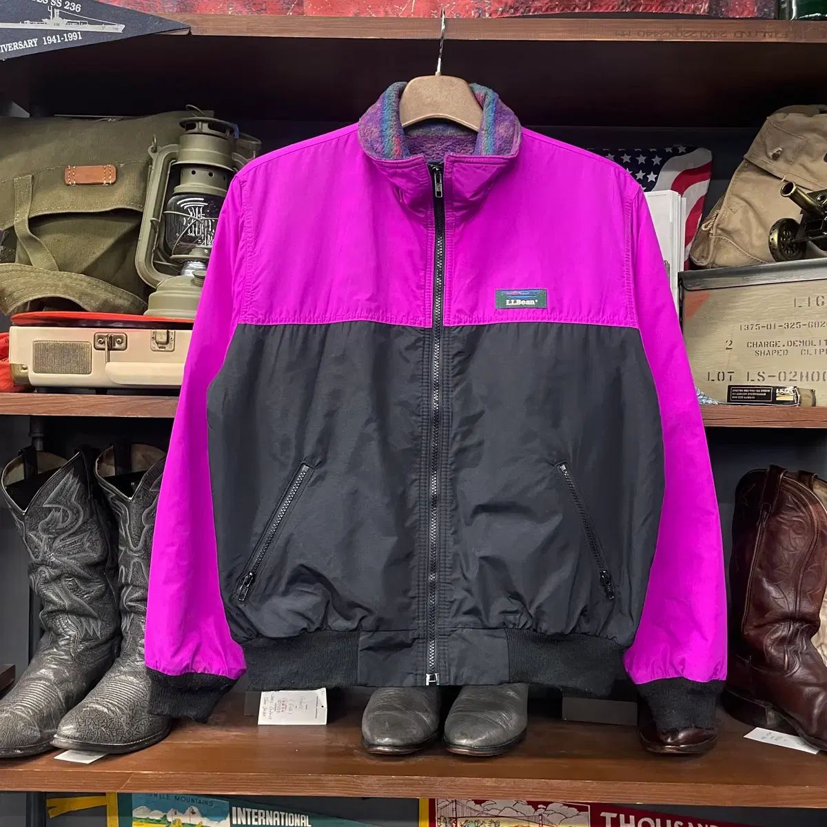 90 s エルエルビーン L.L.Bean エスニック パータン フリース裏 ウォームアップ ジャケット