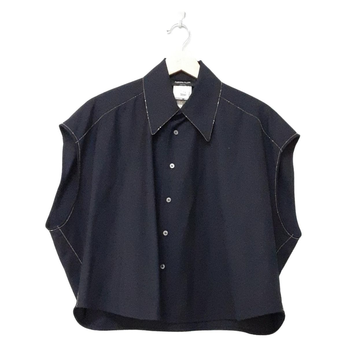 FABIANA FILIPPI ファビアーナフィリッピ ノースリーブシャツブラウス サイズI 38 レディース ダークネイビー