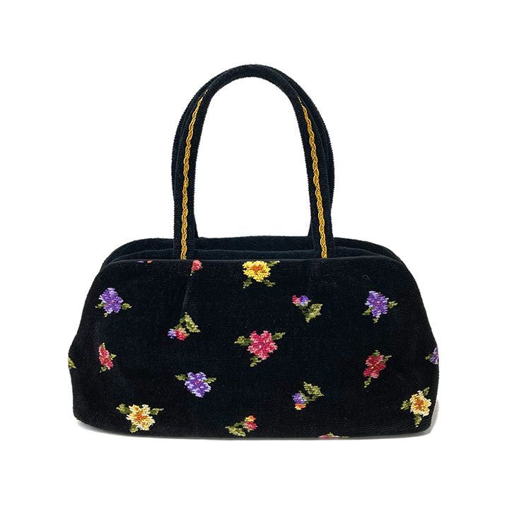 FEILER フェイラー ハンドバッグ シュニール織 黒 小花柄 ブランド