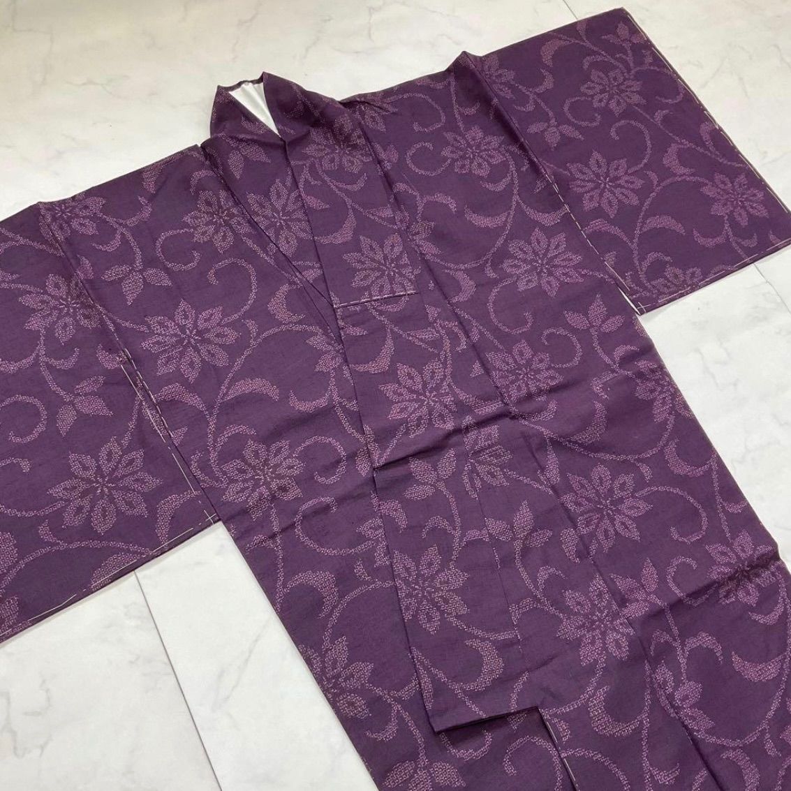 kimono one kimonoarisa 厳選 同然 結城紬 袷 広衿 仕付け糸付き 裄65 5肩丈159 5