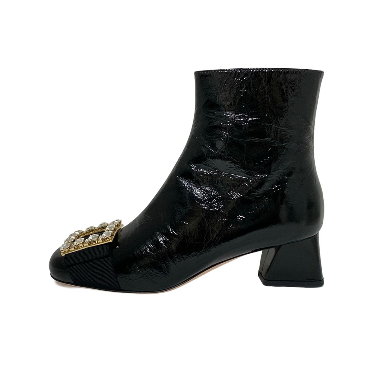 RogerVivier ロジェヴィヴィエ ショートブーツ 361 2 レディース - 黒 ビジュー レザー