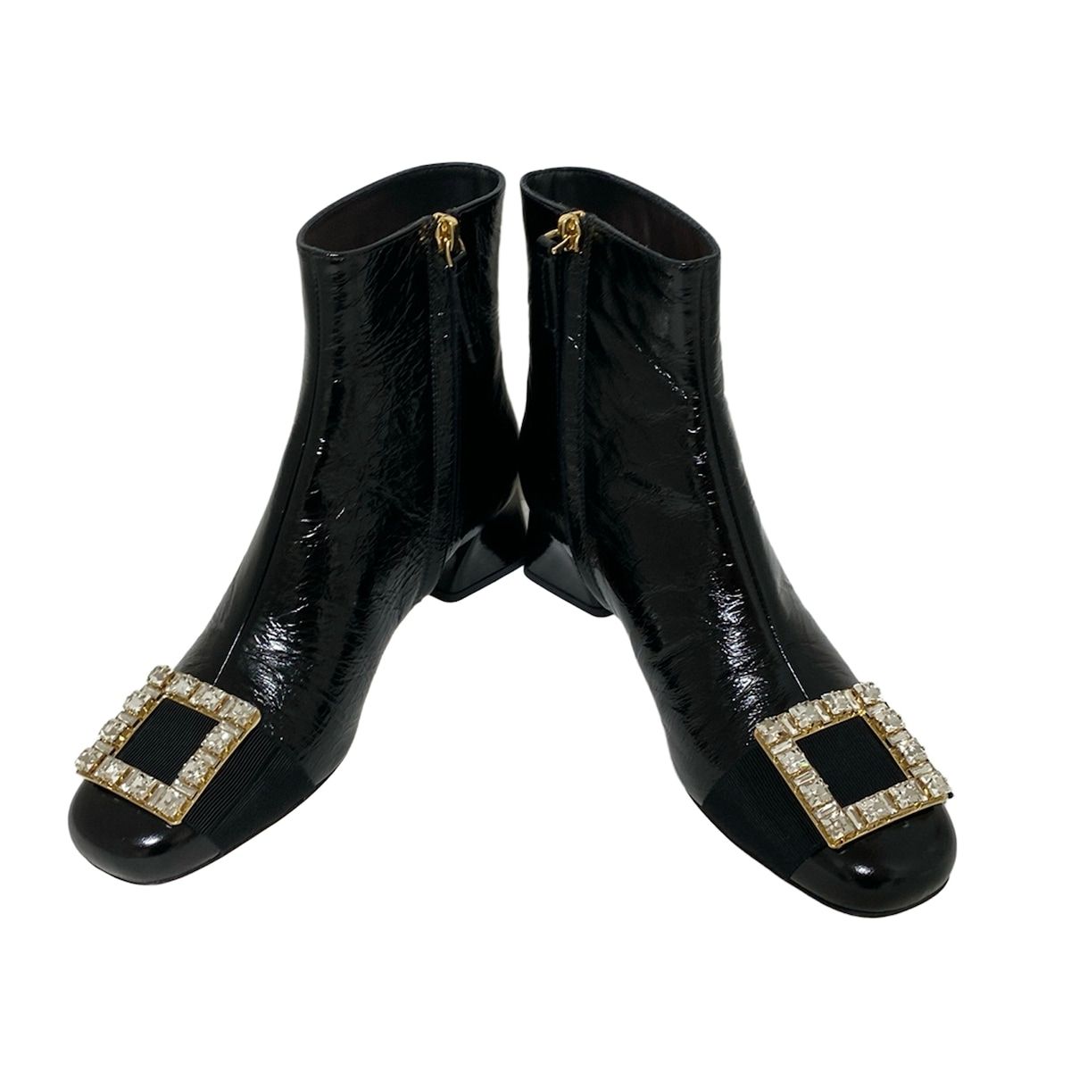 RogerVivier ロジェヴィヴィエ ショートブーツ 361 2 レディース - 黒 ビジュー レザー