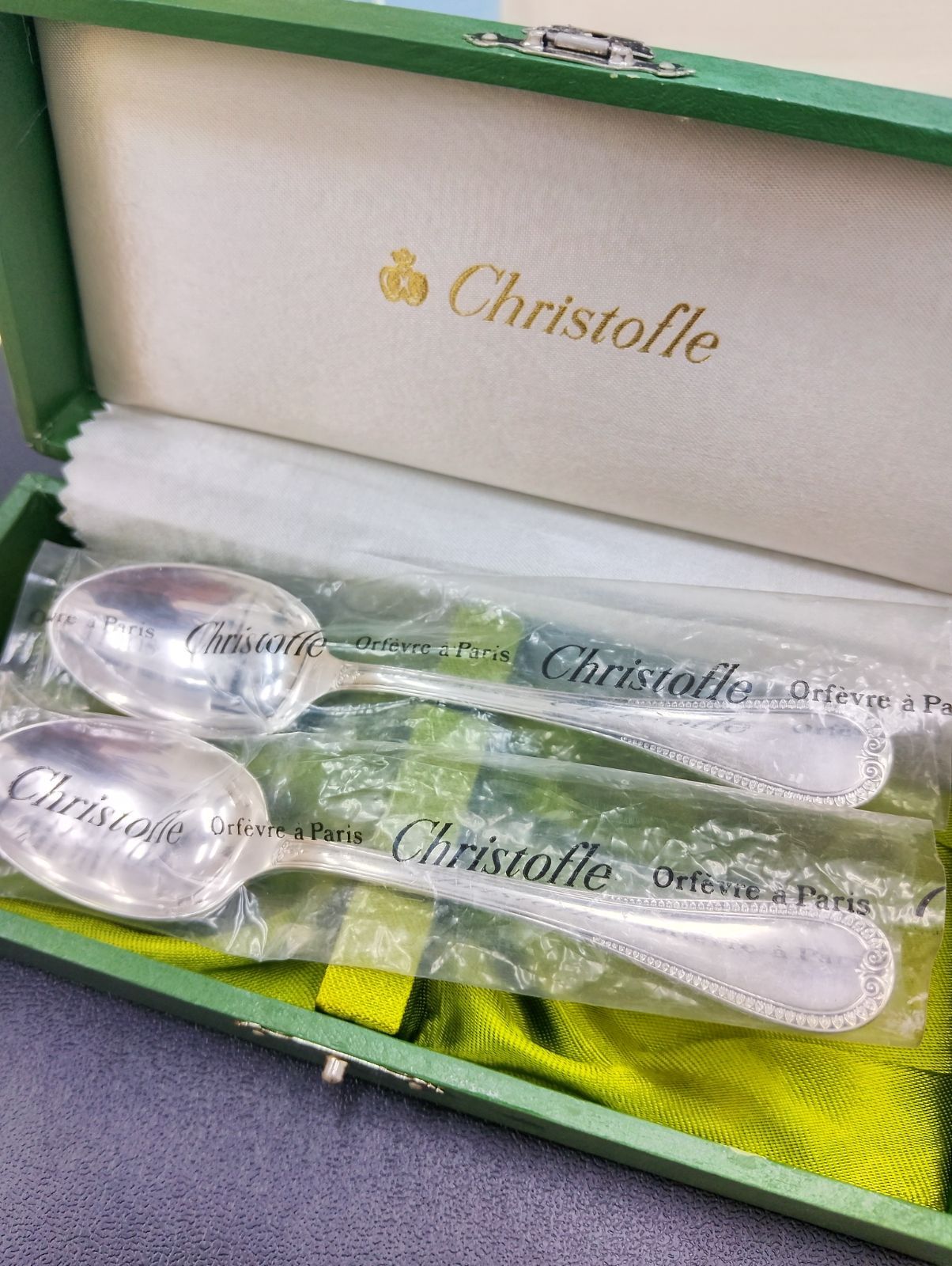 クリストフル マルメゾン　カトラリーセット ディナー　2客セット　箱付き Christfle マルメゾン カトラリー スプーン 2本 セット シルバーカラー