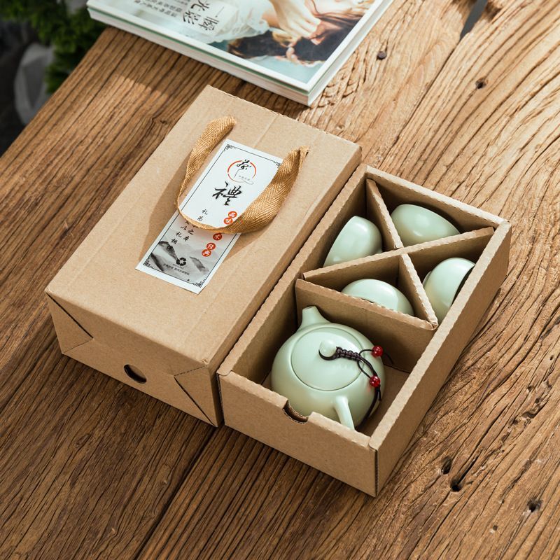 キッチン・食器 定窯 白瓷 旅行用茶器セット 携帯 5点セット 収納ケース