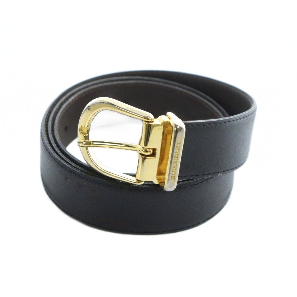 バーバリー BURBERRY ベルト ゴールド金具 レザー ロゴ 黒 ブラック