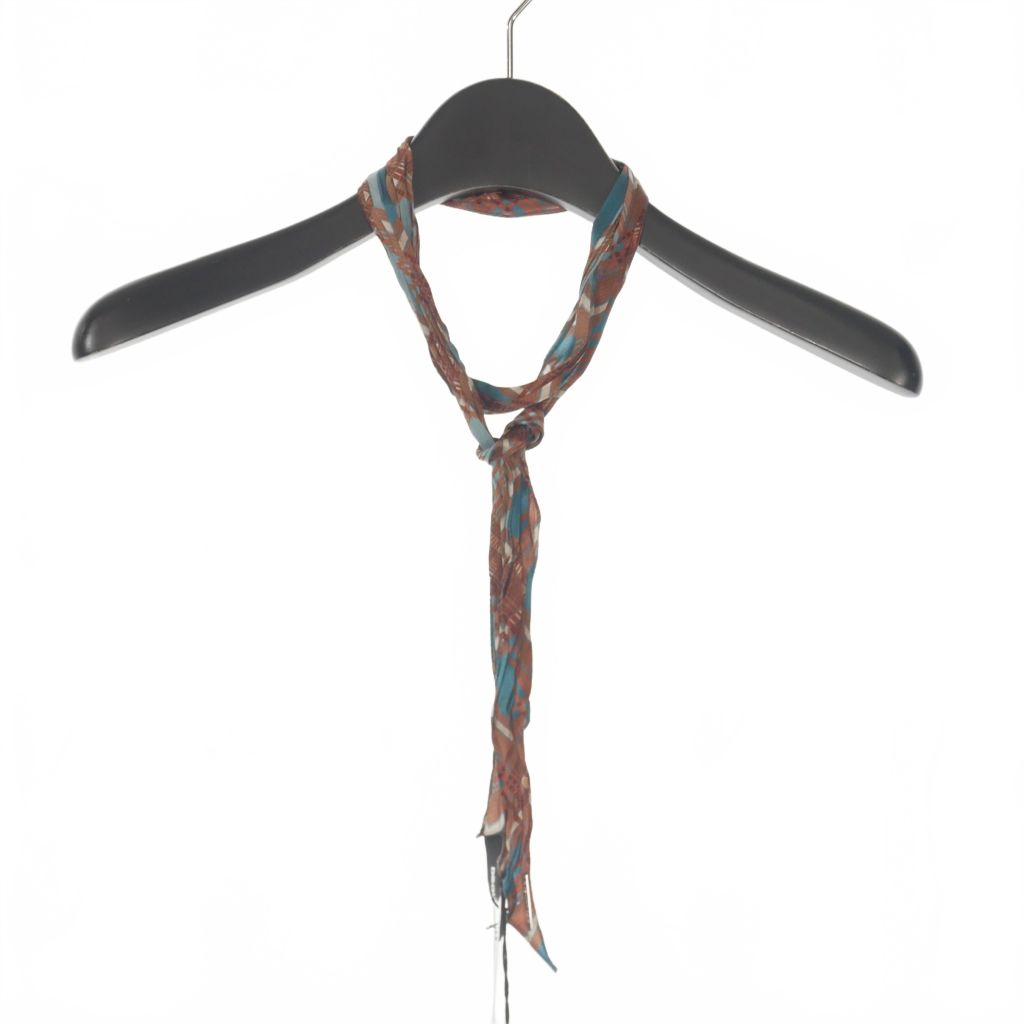 ディースクエアード 23 AW ナローストール スカーフ シルク 総柄 UNI ブルー ブラウン 茶 青 正規