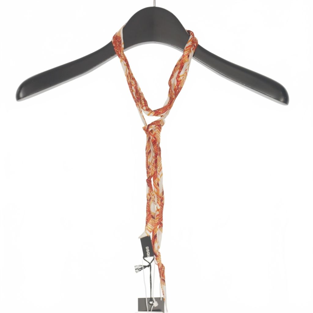 ディースクエアード 23 AW ナローストール スカーフ シルク 総柄 UNI オレンジ ホワイト 正規