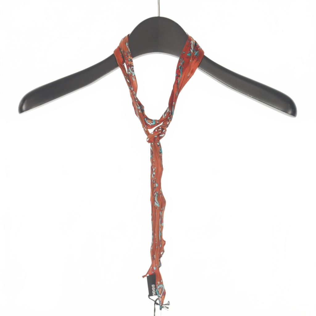 ディースクエアード 23 AW ナローストール スカーフ シルク 花柄 UNI ブラウン 茶 正規