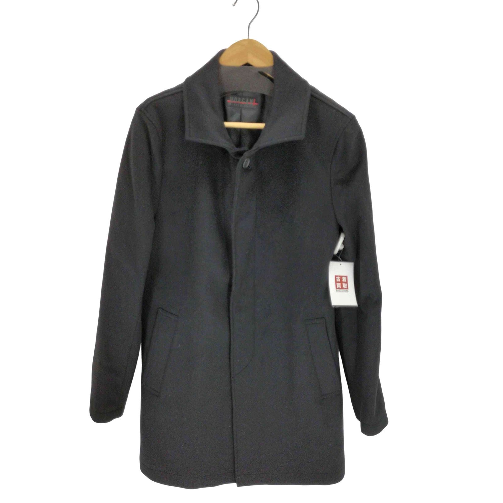 モルガンオム MORGAN HOMME カシミヤ混 比翼ボタンウールステンカラー