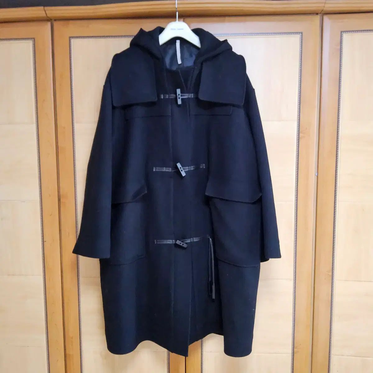 NOIRER ノイア オーバーサイズ フーディー ダッフル コート ブラック